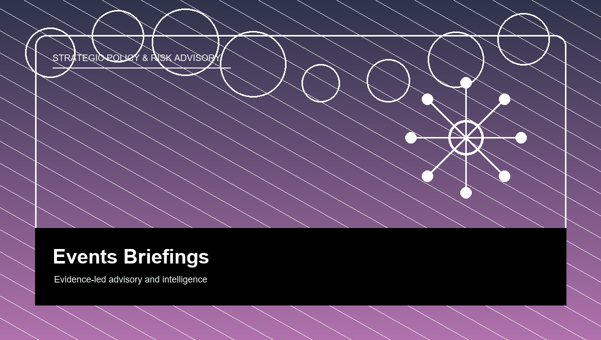 Executive briefing and policy risk discussion setting
