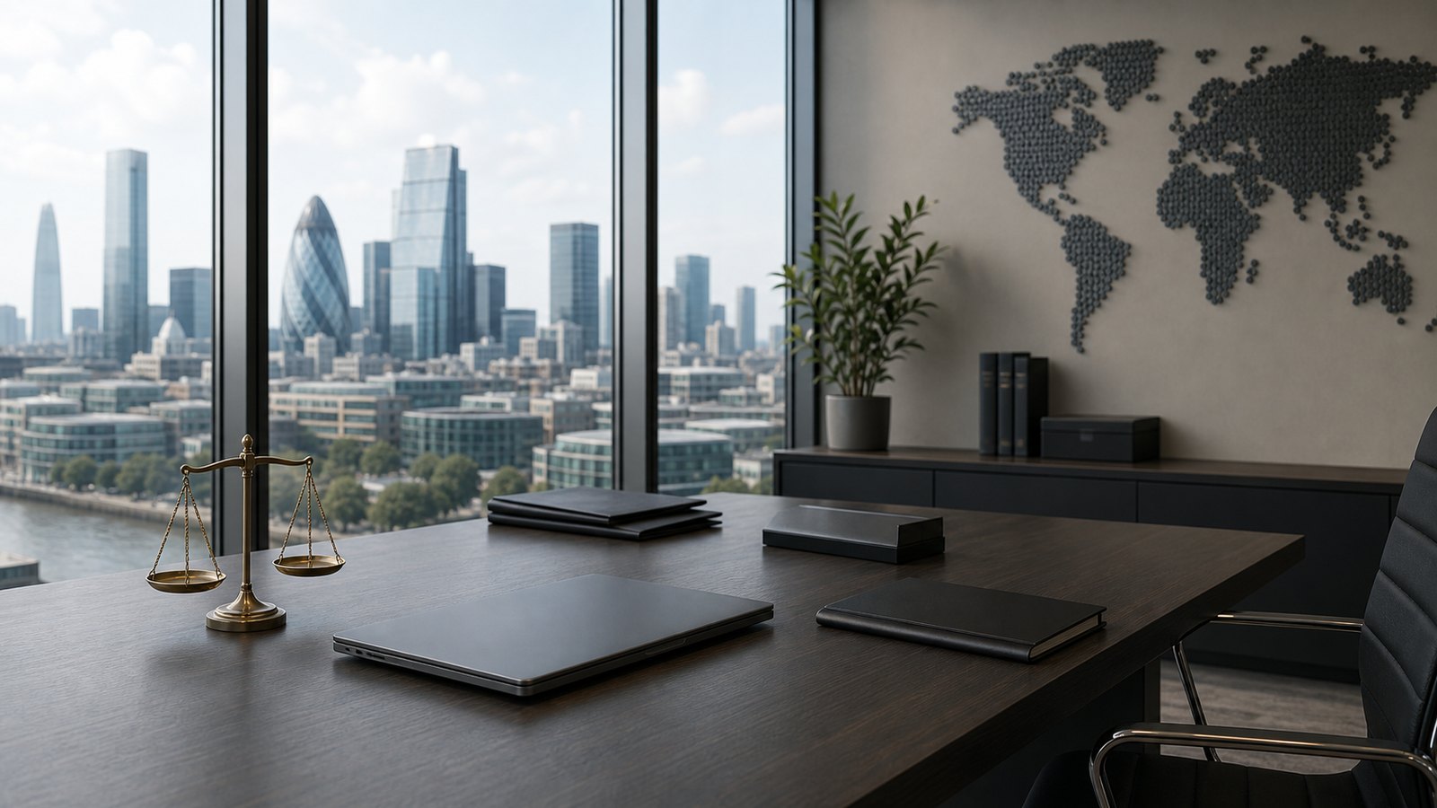 Sanctions compliance advisory workspace with London and global risk context